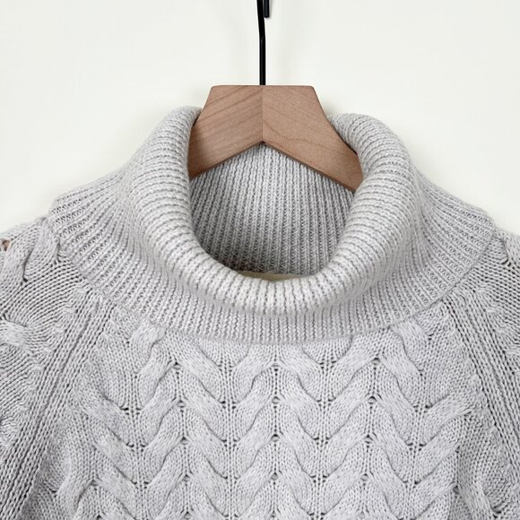 Aritzia Wilfred 100% Wool Cable Knit Oversized Sweater Chunky Cozy Slouchy Italy - Picture 2 of 8